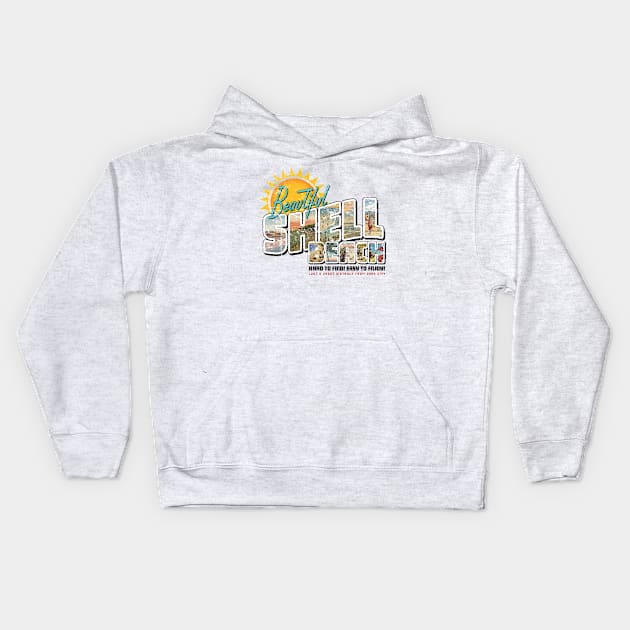 Beautiful Shell Beach Kids Hoodie by MindsparkCreative